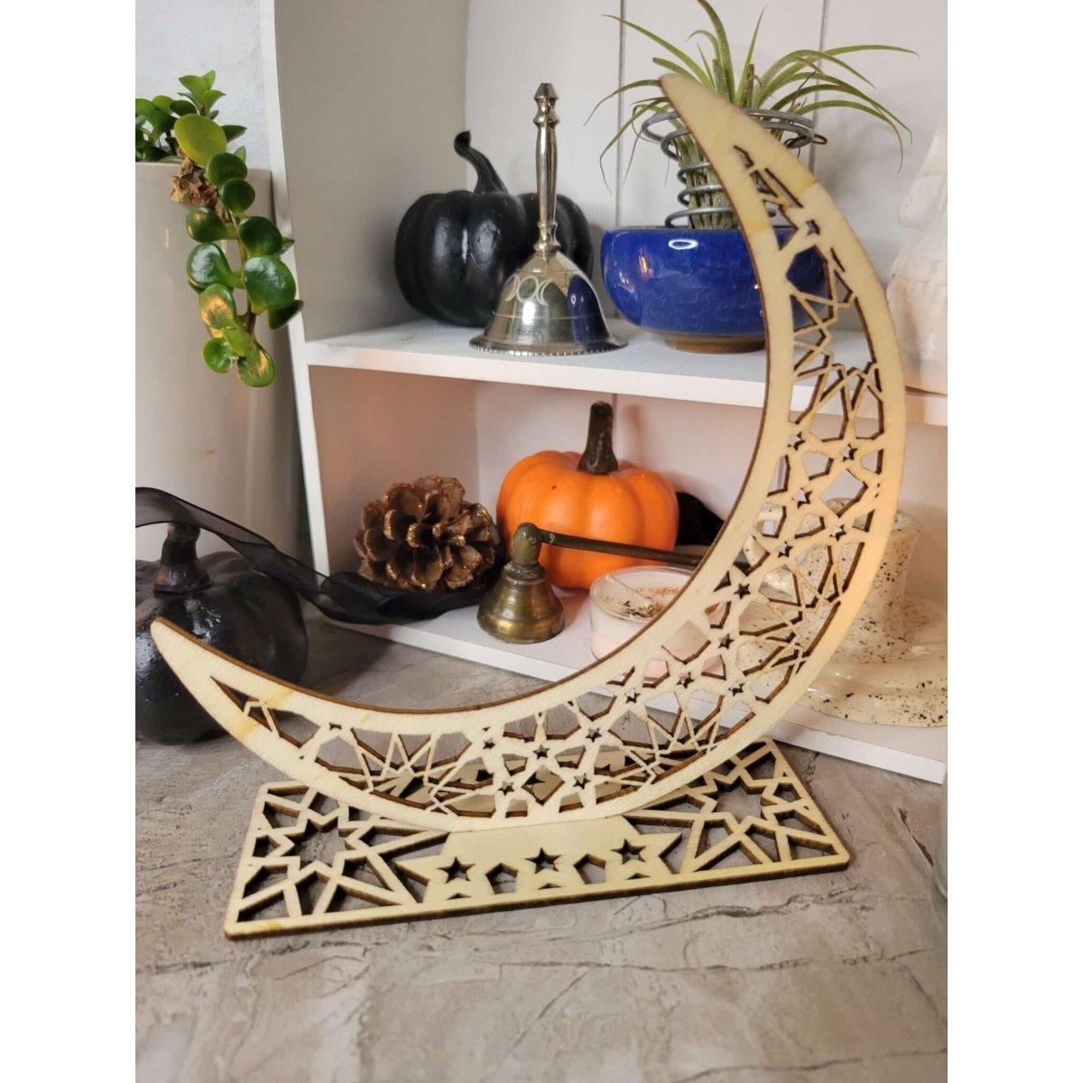 Moon Handmade Wooden Ornaments, Wood Tabletop Decoration, Moon Decor, Witchy decor -Decor