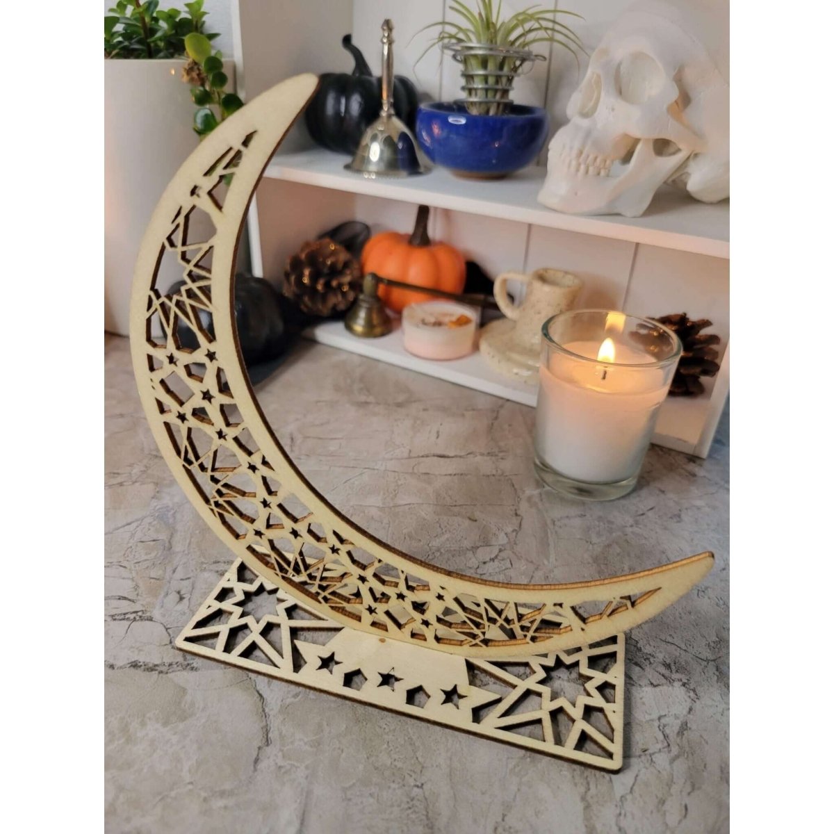 Moon Handmade Wooden Ornaments, Wood Tabletop Decoration, Moon Decor, Witchy decor -Decor
