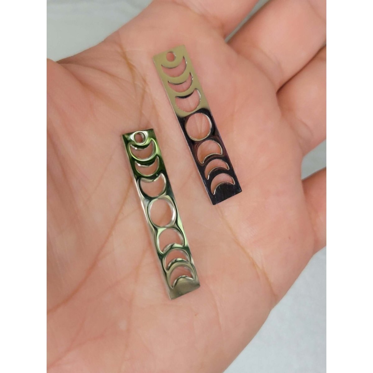 Moon Phase Rectangular Charm, Connector Charms Stainless Steel Charms, jewelry making -Charms & Pendants