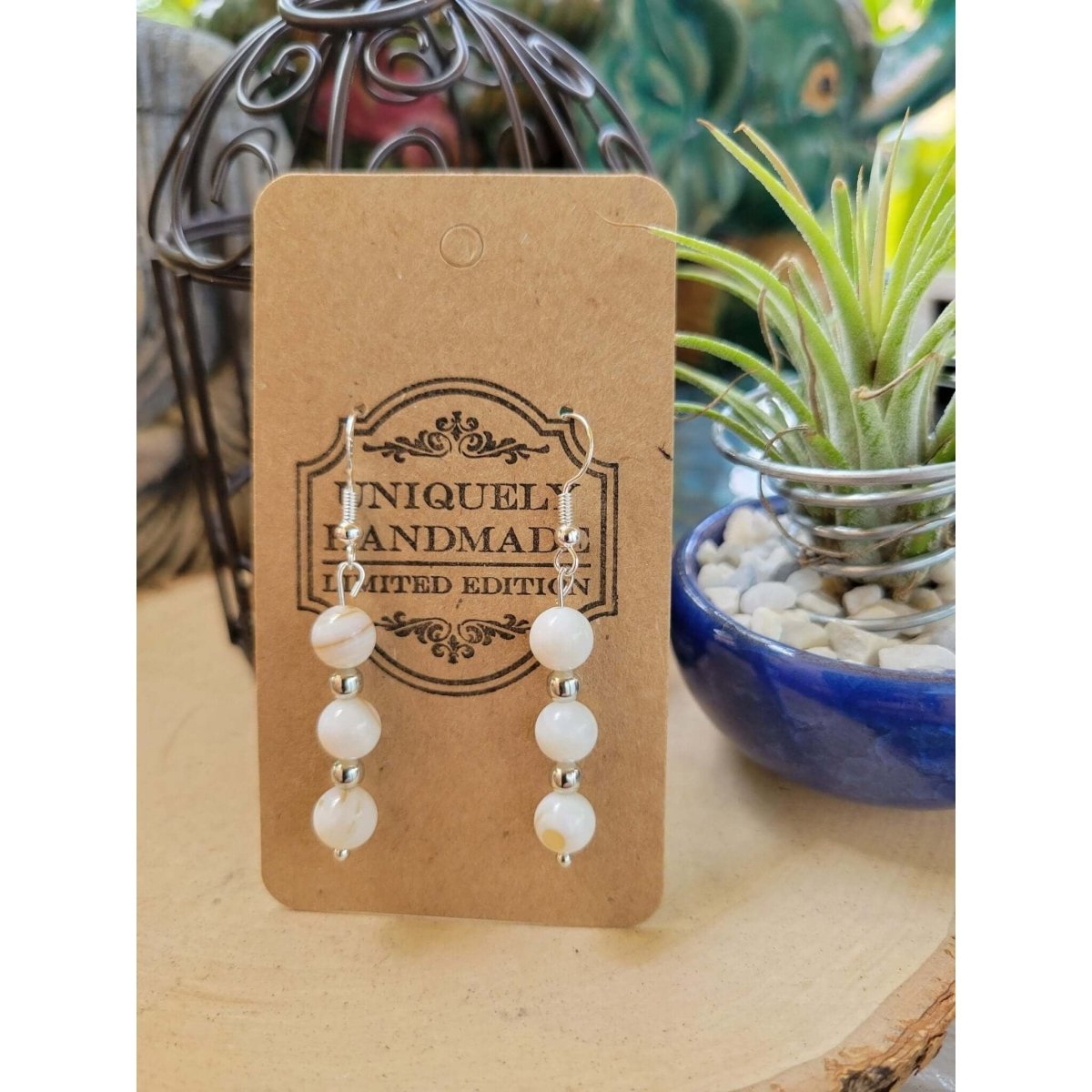 Mother Of Pearl Earrings/ Healing Earrings / Mother of Pearls Beads -