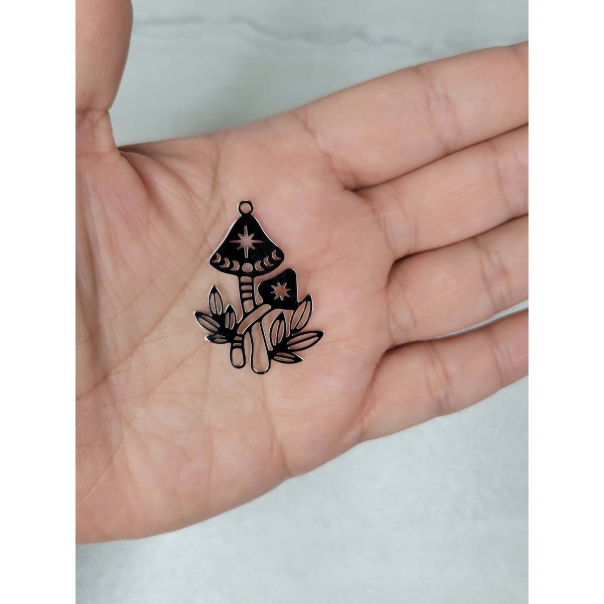 Mushroom Charm, Stainless Steel Charms, Moon Phases Mushroom Pendant -Charms & Pendants