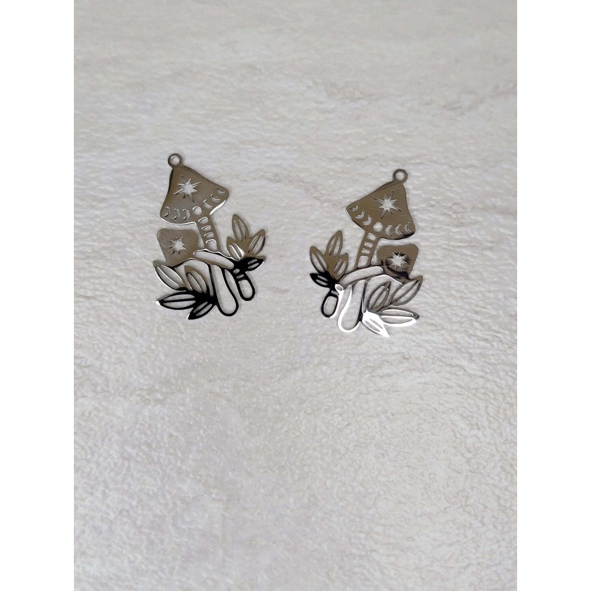 Mushroom Charm, Stainless Steel Charms, Moon Phases Mushroom Pendant -Charms & Pendants