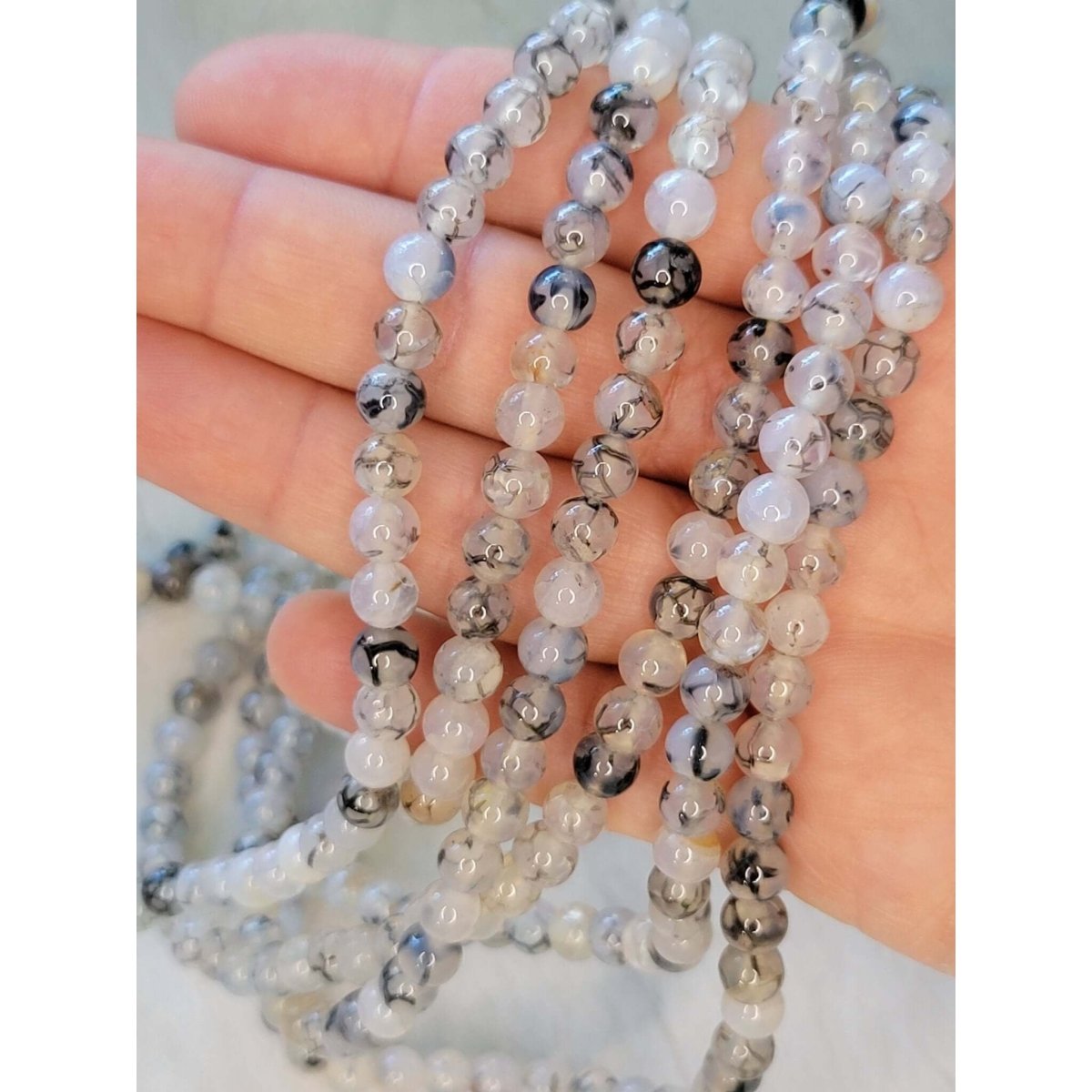 Natural Agate Beads, Dragon Veins Beads -Jewelry Making Kits