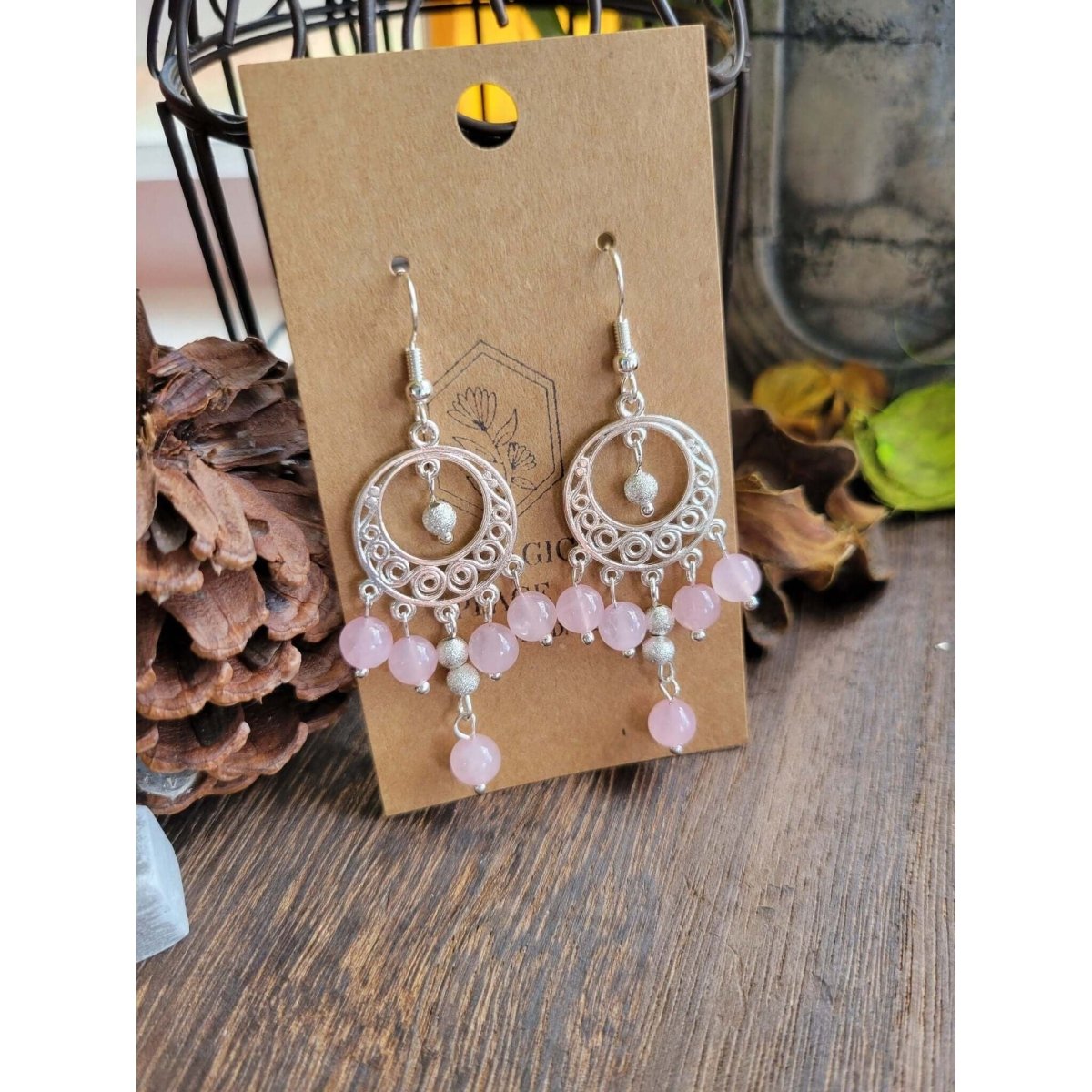 Natural Gemstone Chandelier Earrings, Crystal Earrings -