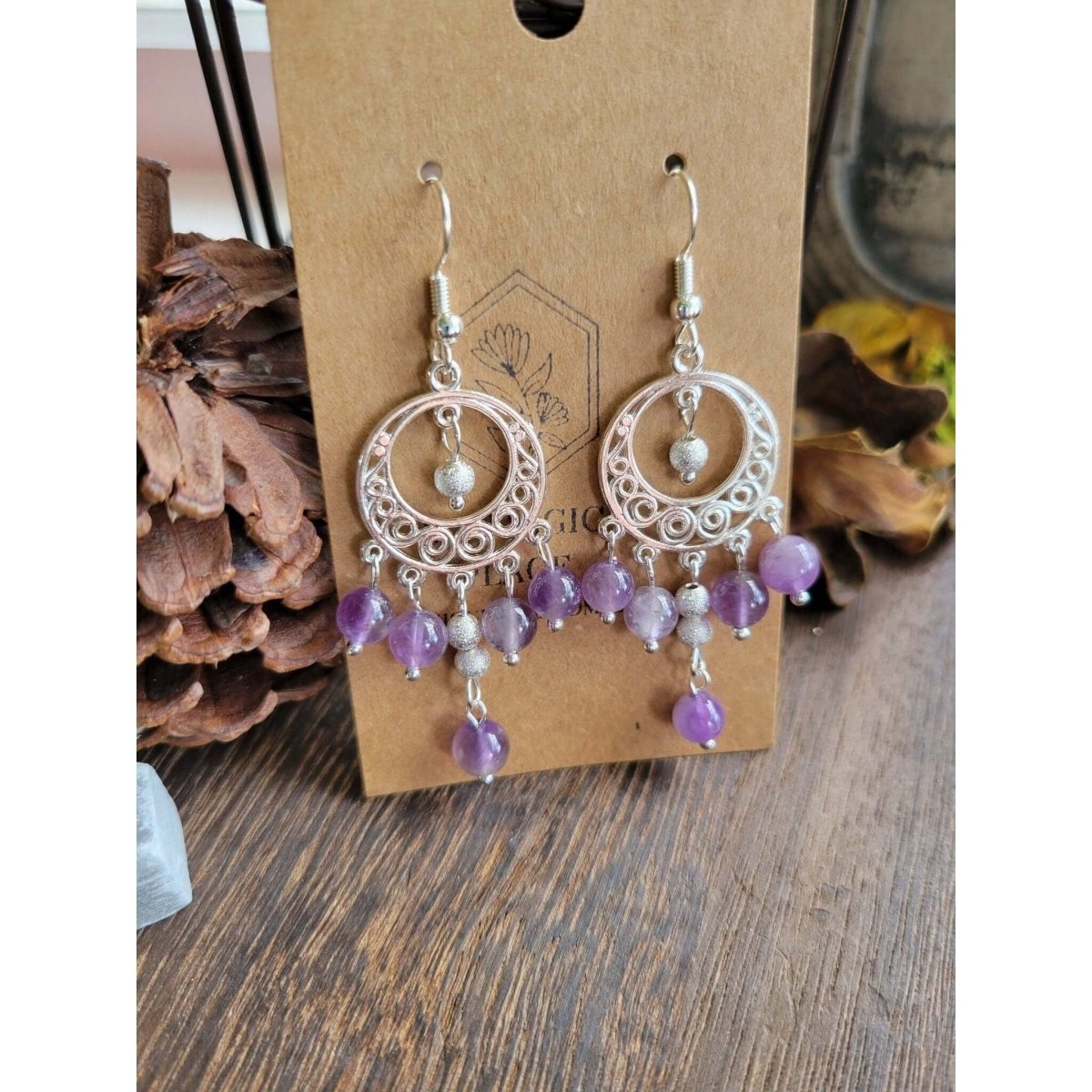 Natural Gemstone Chandelier Earrings, Crystal Earrings -