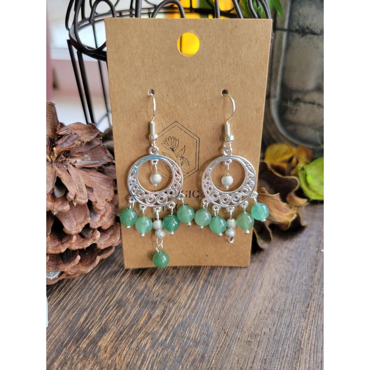 Natural Gemstone Chandelier Earrings, Crystal Earrings -