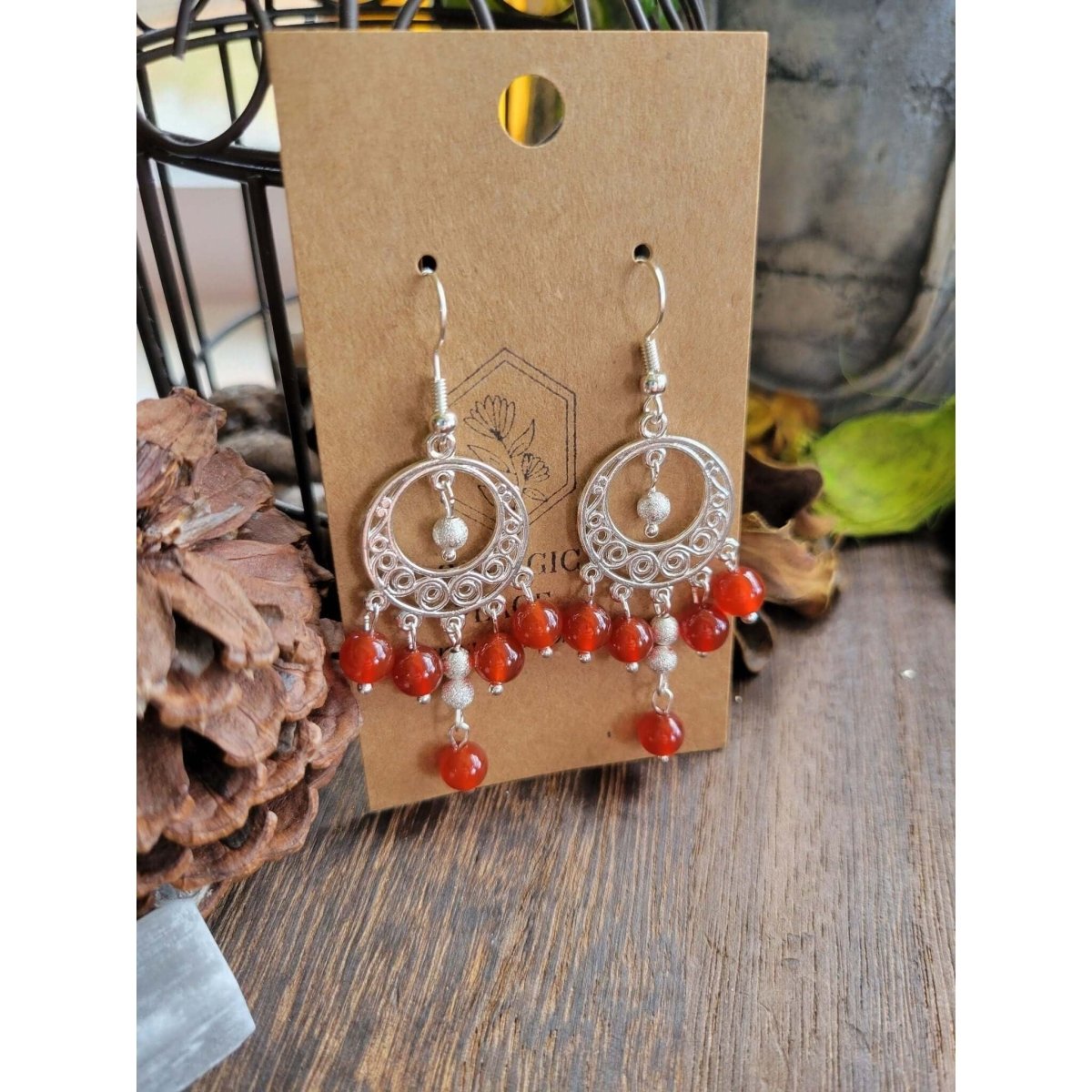 Natural Gemstone Chandelier Earrings, Crystal Earrings -
