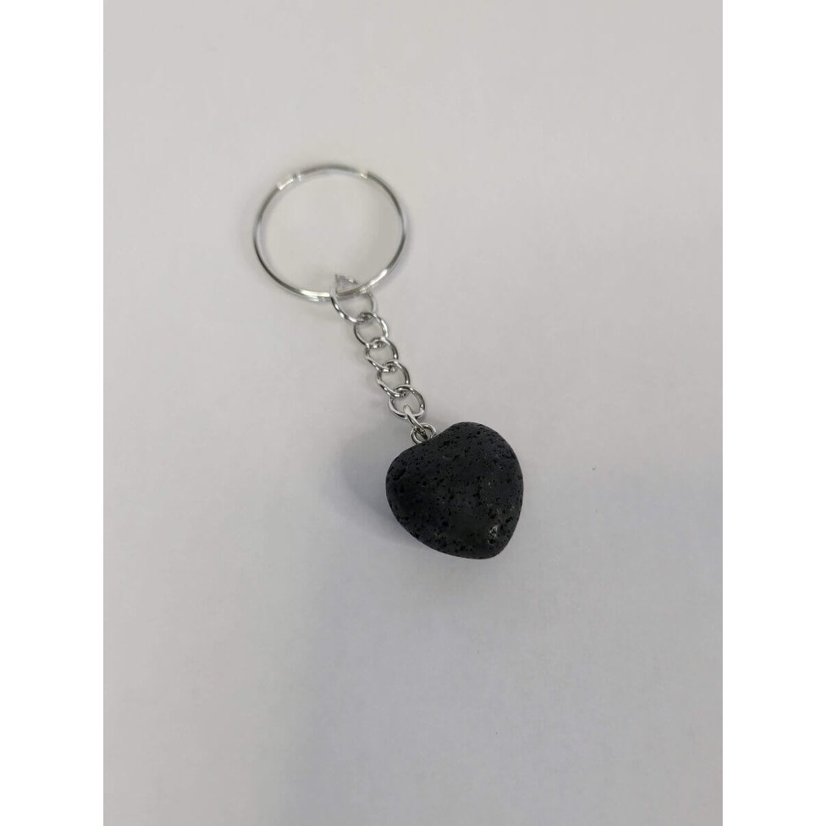 Natural Gemstone Keychain, Heart Crystal Shape -