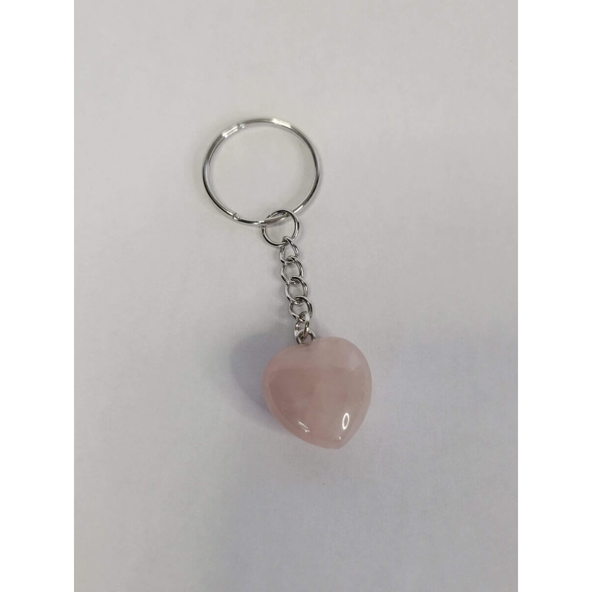 Natural Gemstone Keychain, Heart Crystal Shape -