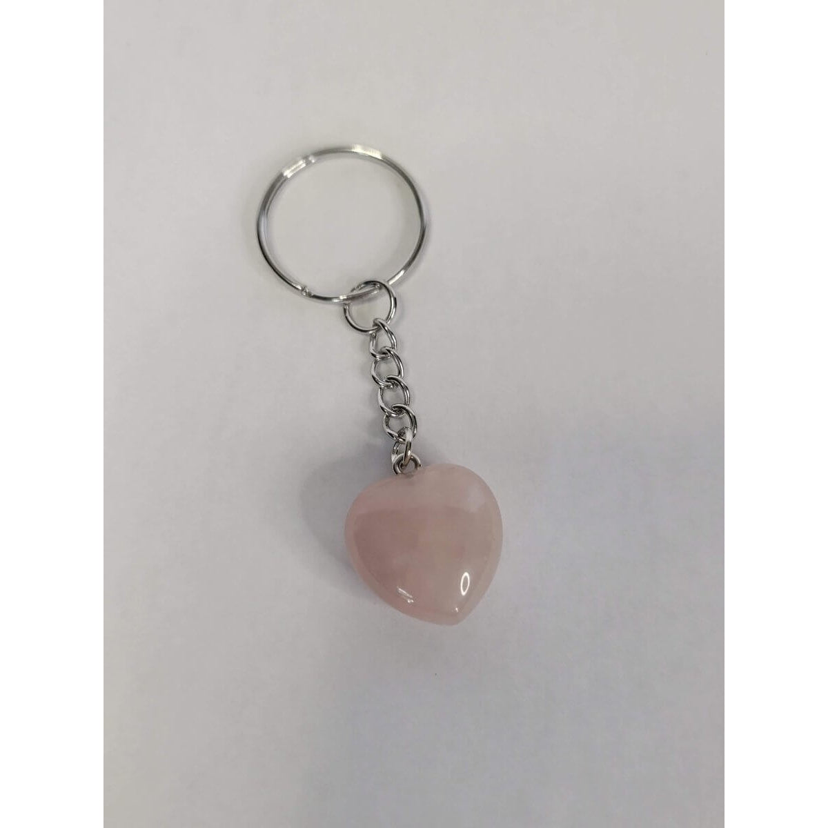 Natural Gemstone Keychain, Heart Crystal Shape -