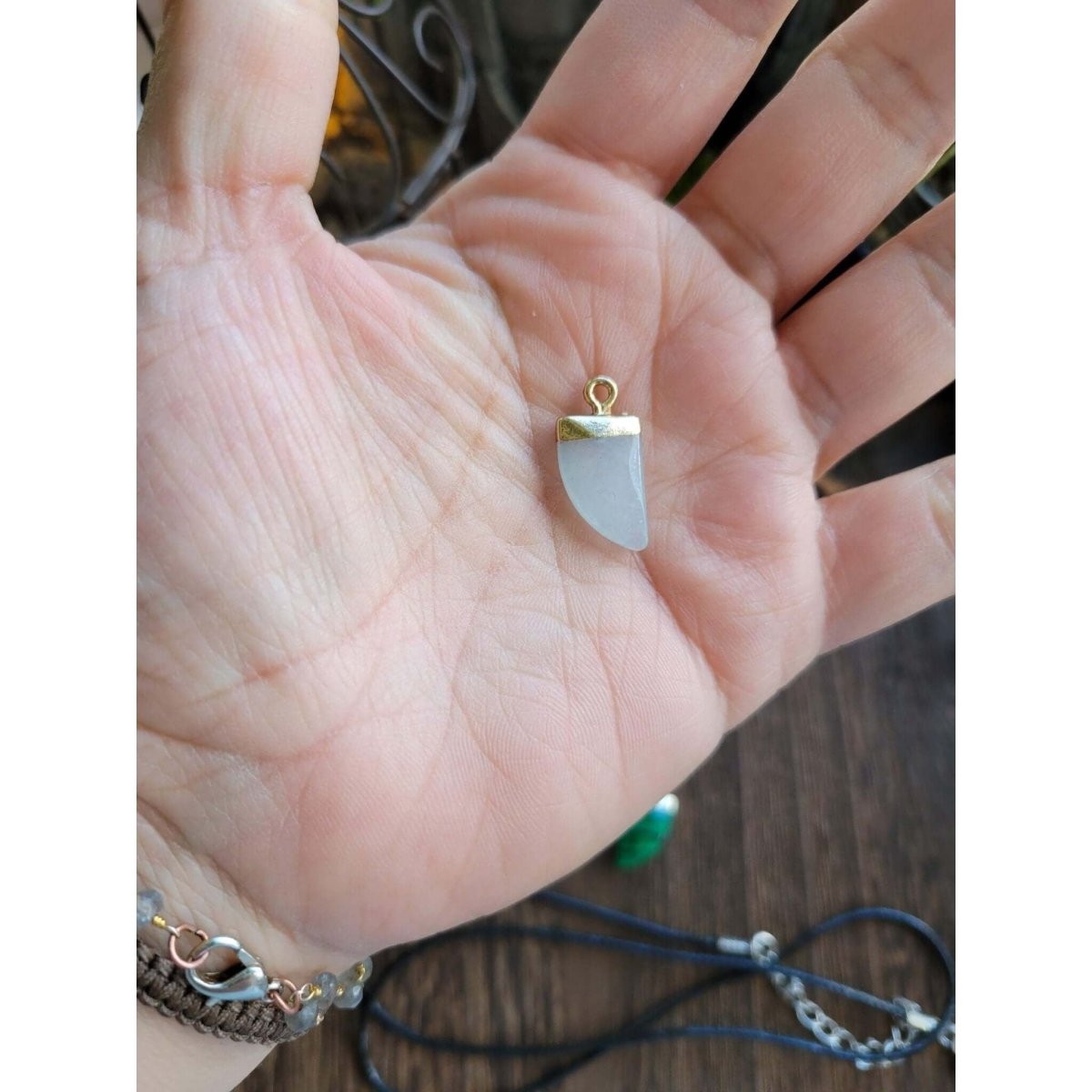 Natural Gemstones Pendants, Top Light Gold Plated, Scabbard Faceted Crystal with Cord -