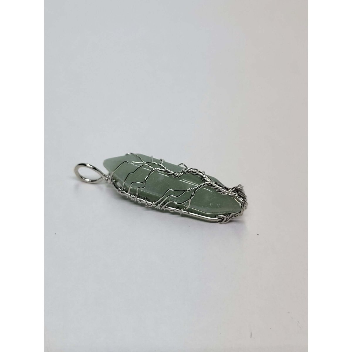 Natural Green Aventurine Big Wire Wrapped Pendants and Cord , Brass Wires, prismatic with Tree of Life / Crystal Jewelry -crystal pendant
