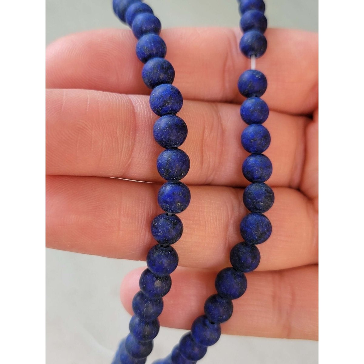 Natural Lapis Lazuli Beads Strands, Round, Frosted -Jewelry Making Kits
