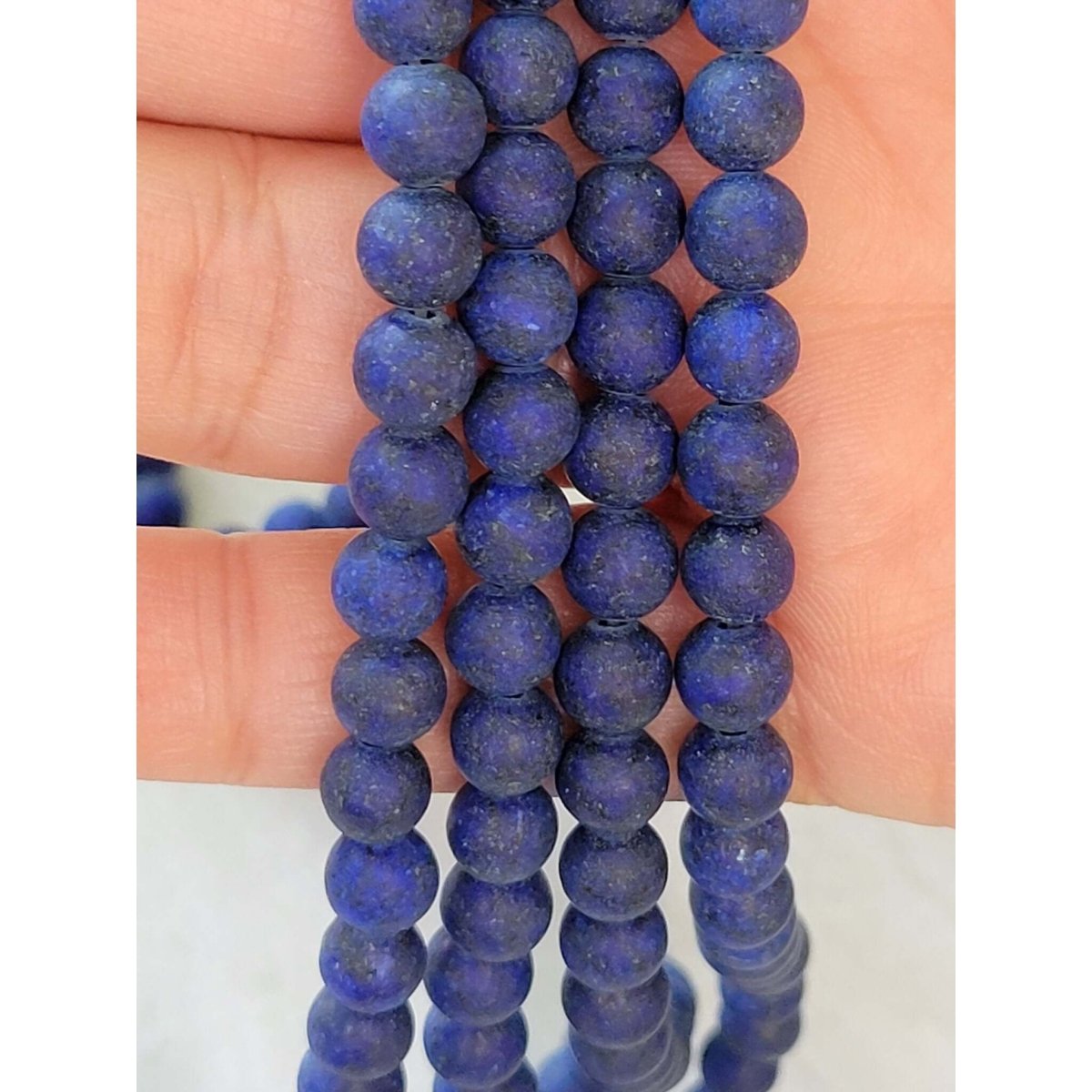 Natural Lapis Lazuli Beads Strands, Round, Frosted -Jewelry Making Kits