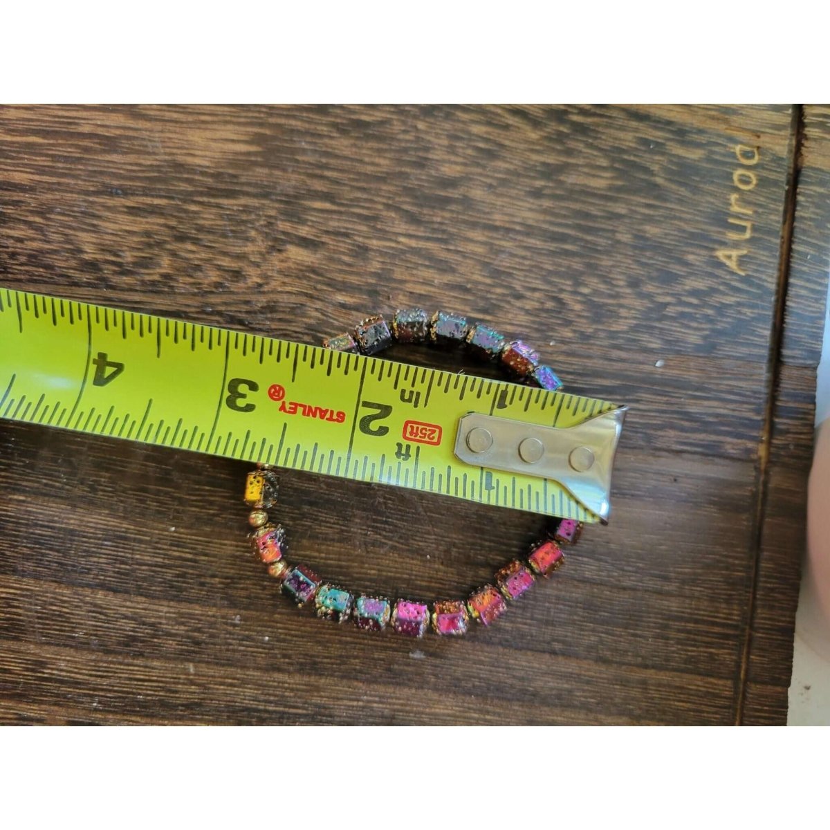 Natural Lava Rock Hexagon Beads Stretch Bracelets, Bee Shape Brass Charm Bracelet, Oil Diffuser Stone Bracelet for Women -Bracelets