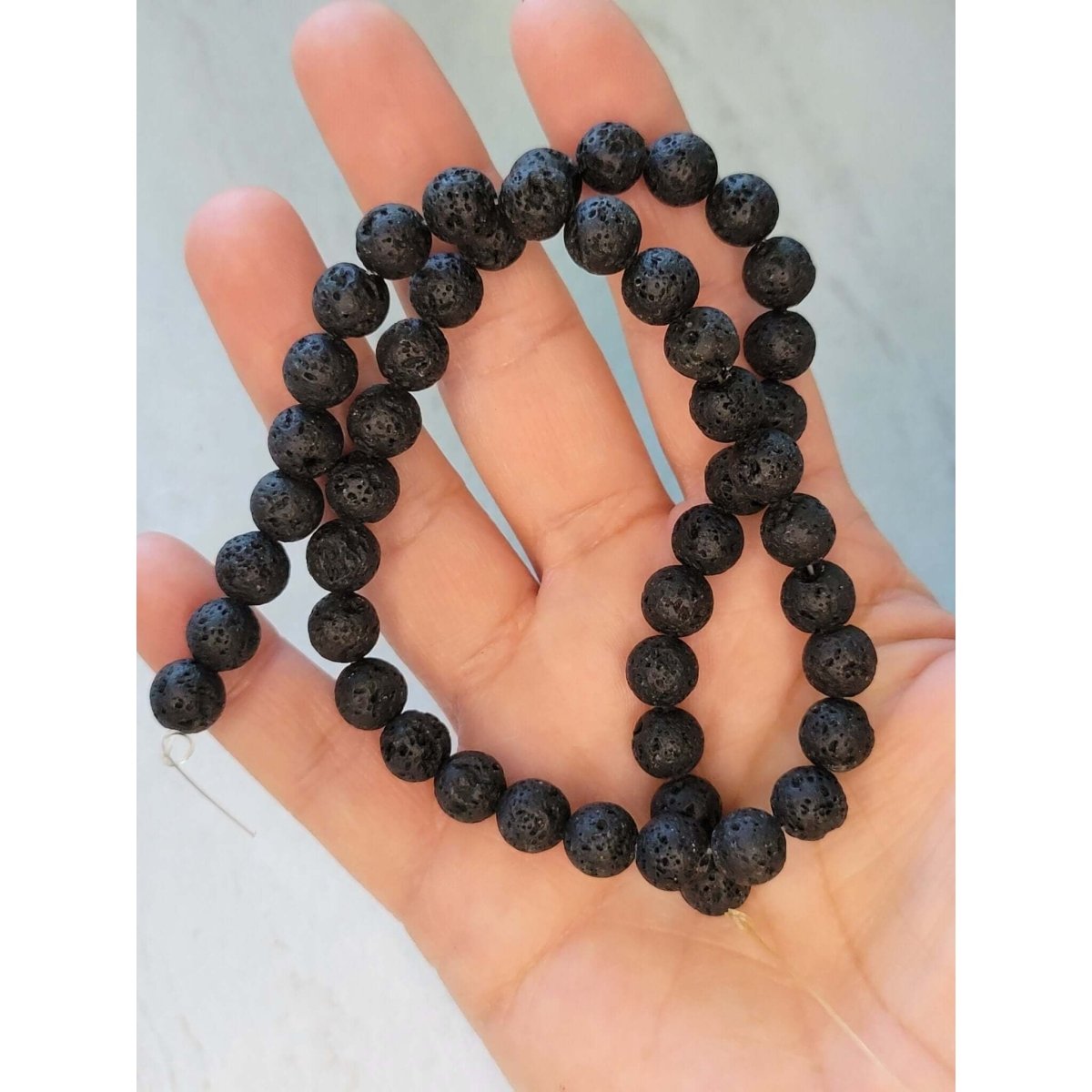 Natural Lava Rock Round Bead Strands -Jewelry Making Kits