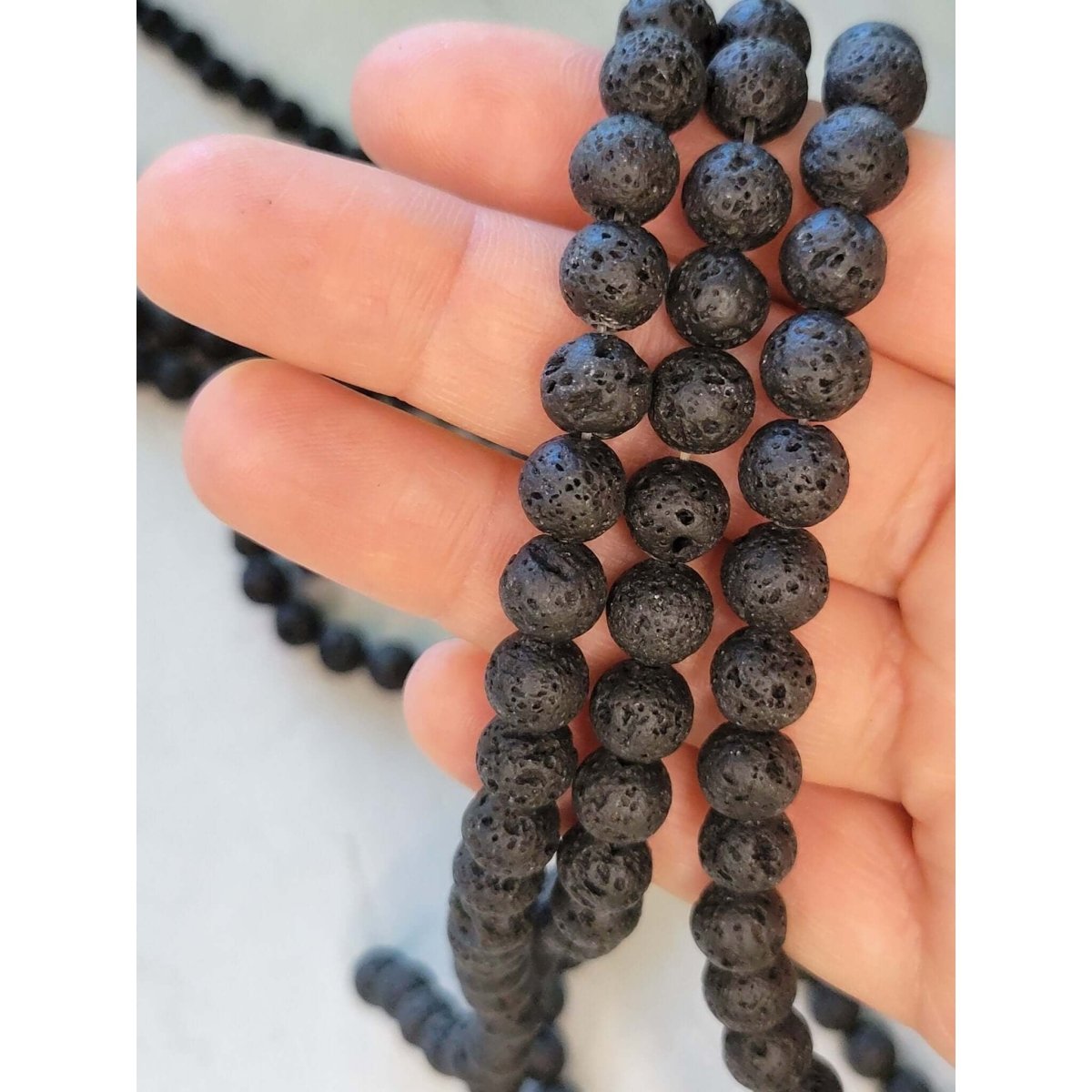 Natural Lava Rock Round Bead Strands -Jewelry Making Kits