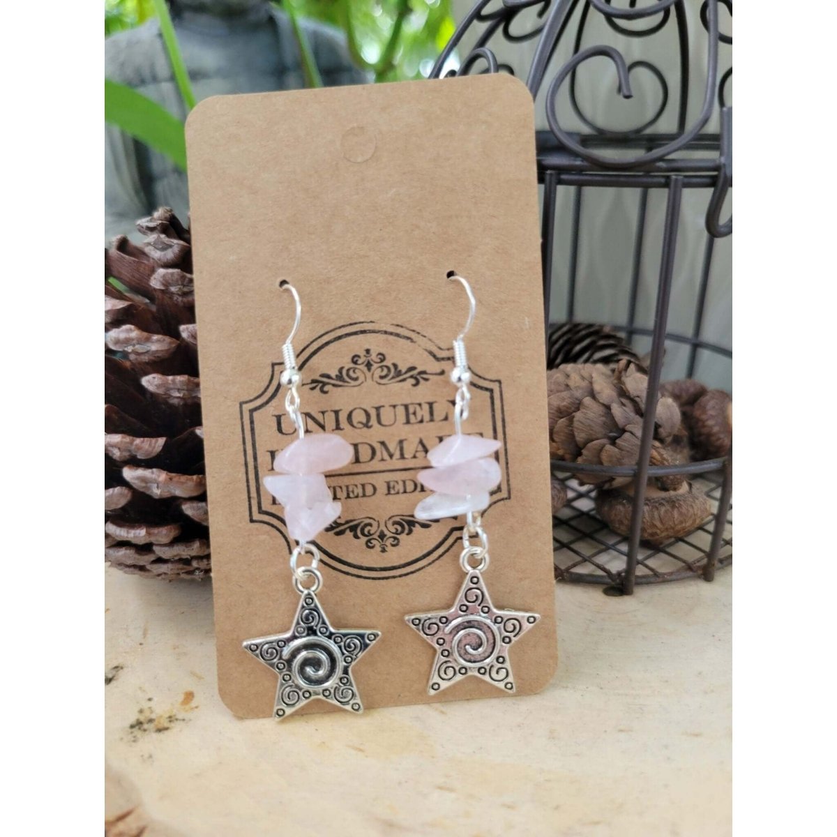 New Charms ! Crystal Earrings ,Stacked Stone Drop Earrings |Charm and Crystal Earrings ,Witch Jewelry, Healing Crystal Energy -