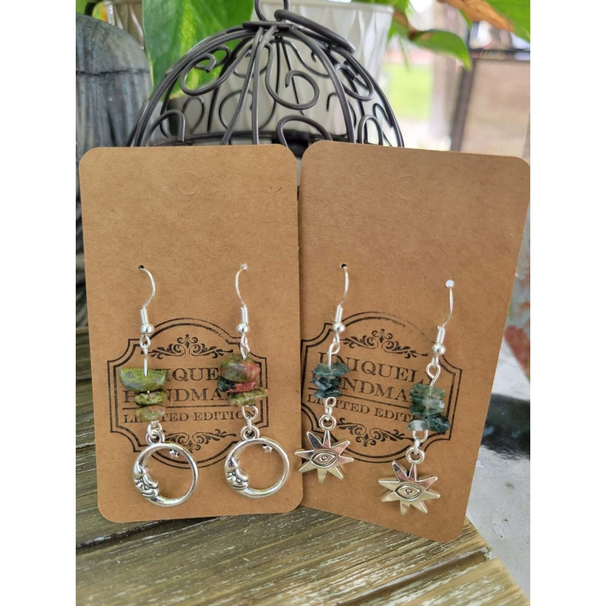 New Charms ! Crystal Earrings ,Stacked Stone Drop Earrings |Charm and Crystal Earrings ,Witch Jewelry, Healing Crystal Energy -