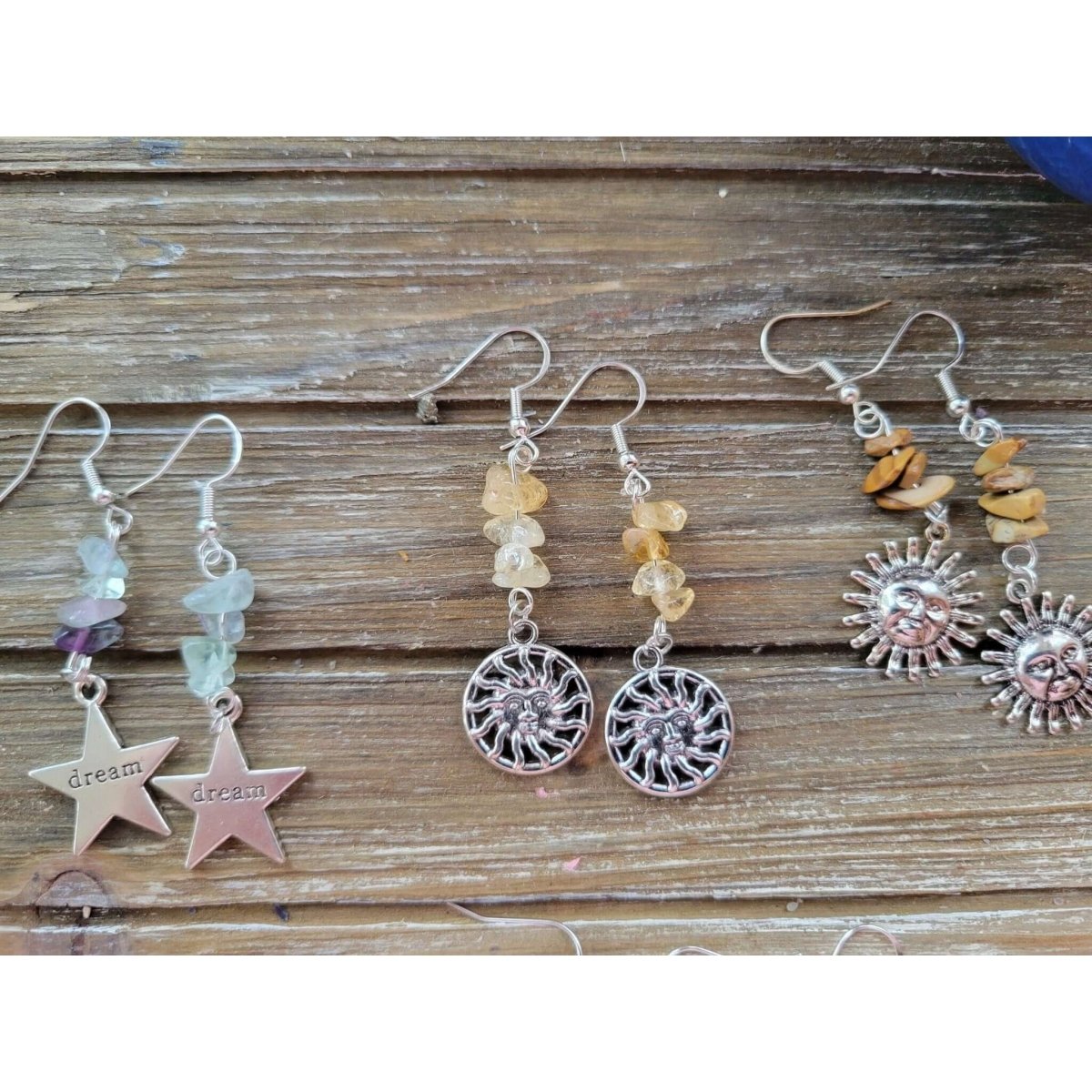 New Charms ! Crystal Earrings ,Stacked Stone Drop Earrings |Charm and Crystal Earrings ,Witch Jewelry, Healing Crystal Energy -
