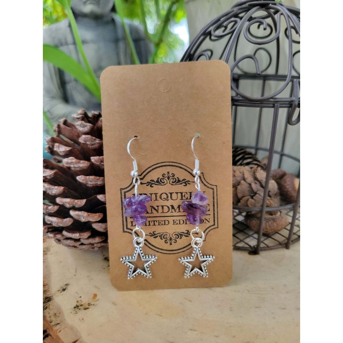 New Charms ! Crystal Earrings ,Stacked Stone Drop Earrings |Charm and Crystal Earrings ,Witch Jewelry, Healing Crystal Energy -