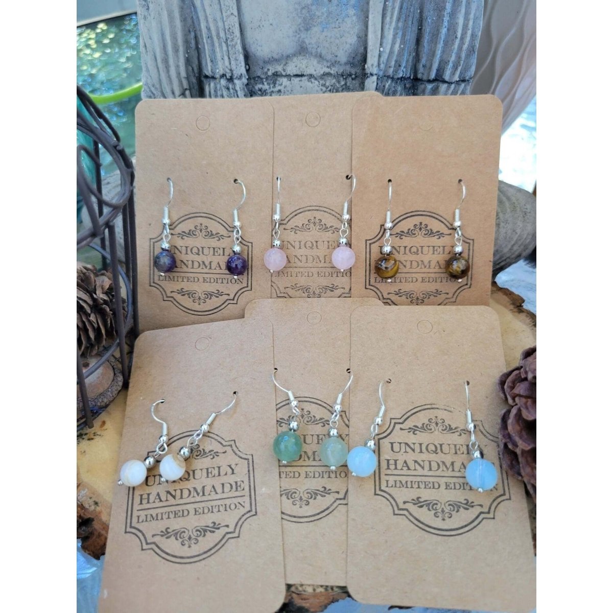 New Crystal Earrings ! Drop Earrings Beads, Healing Gemstones Jewelry -