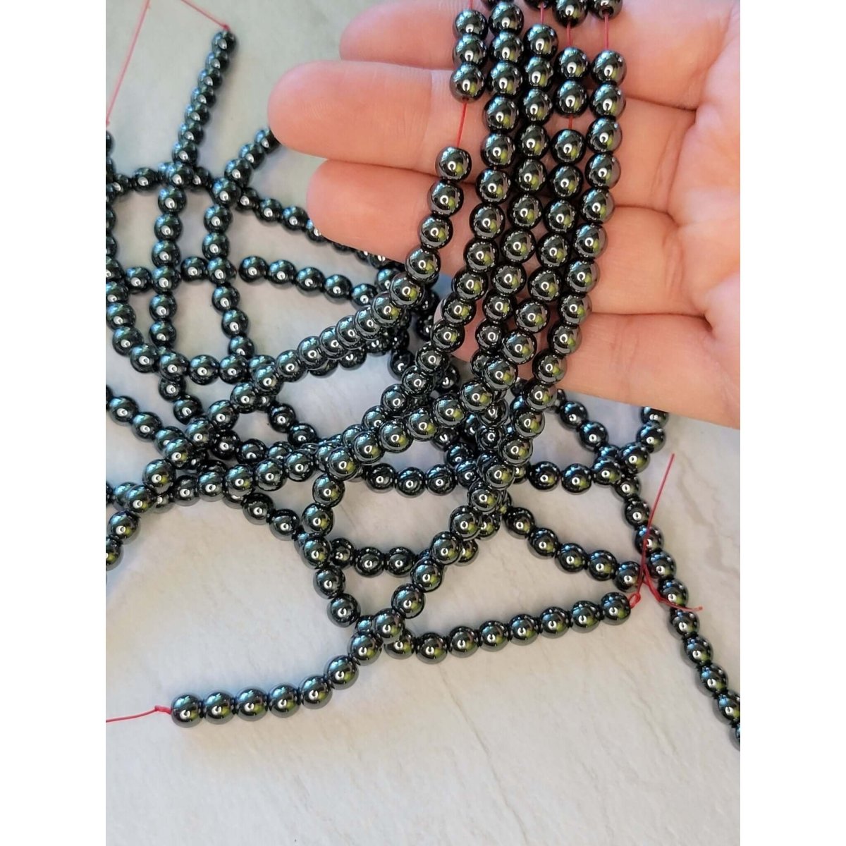 Non-Magnetic Synthetic Hematite Beads Strands, AA Grade Round Beads -Jewelry Making Kits