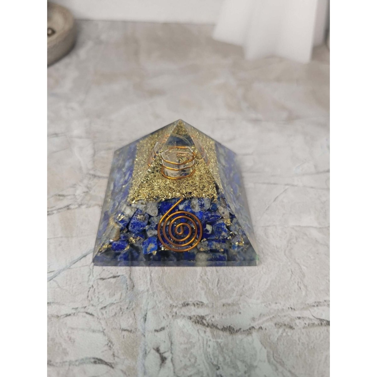 Orgone Energy Pyramid 60-65mm, Handmade Crystal chips Pyramid -Crystals