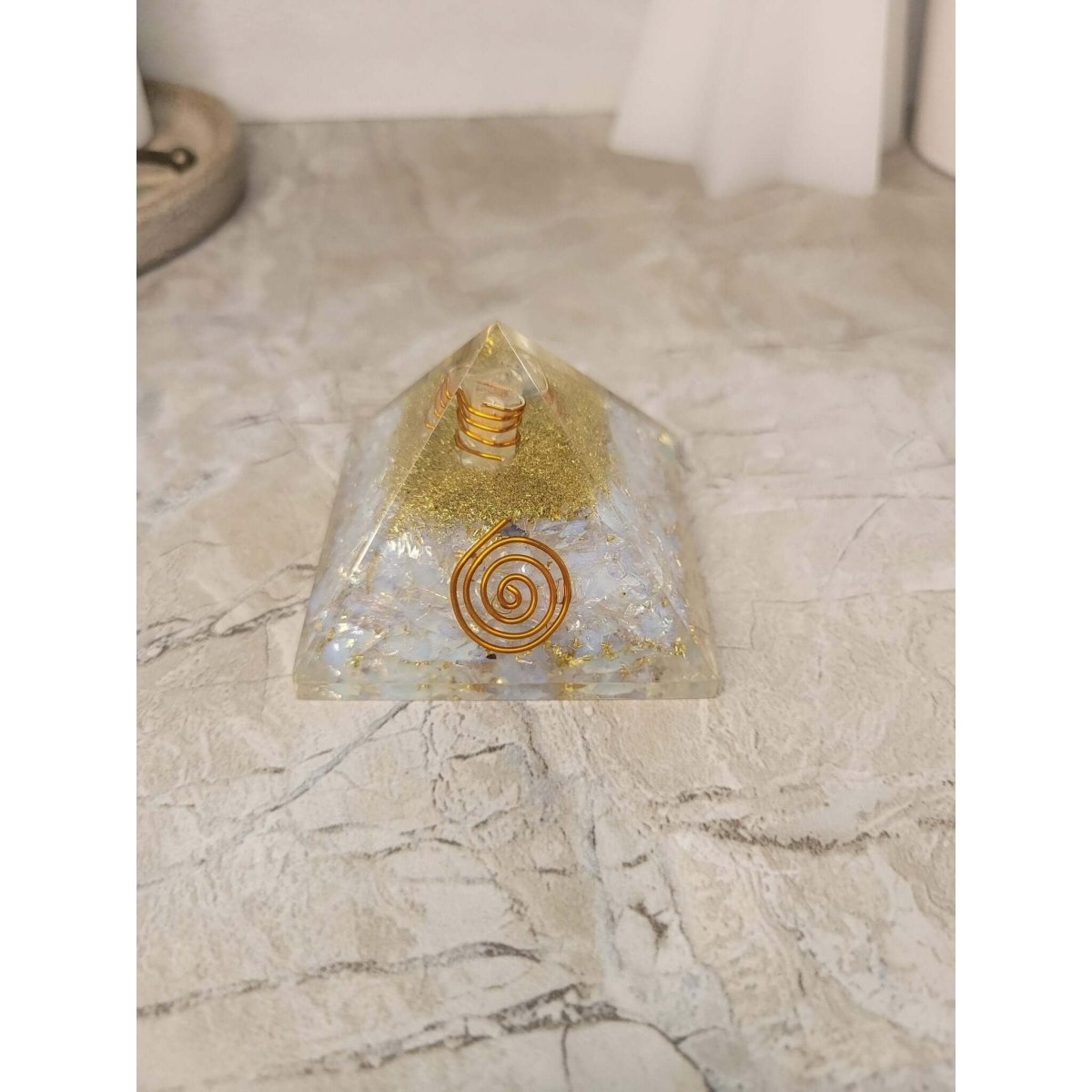 Orgone Energy Pyramid 60-65mm, Handmade Crystal chips Pyramid -Crystals