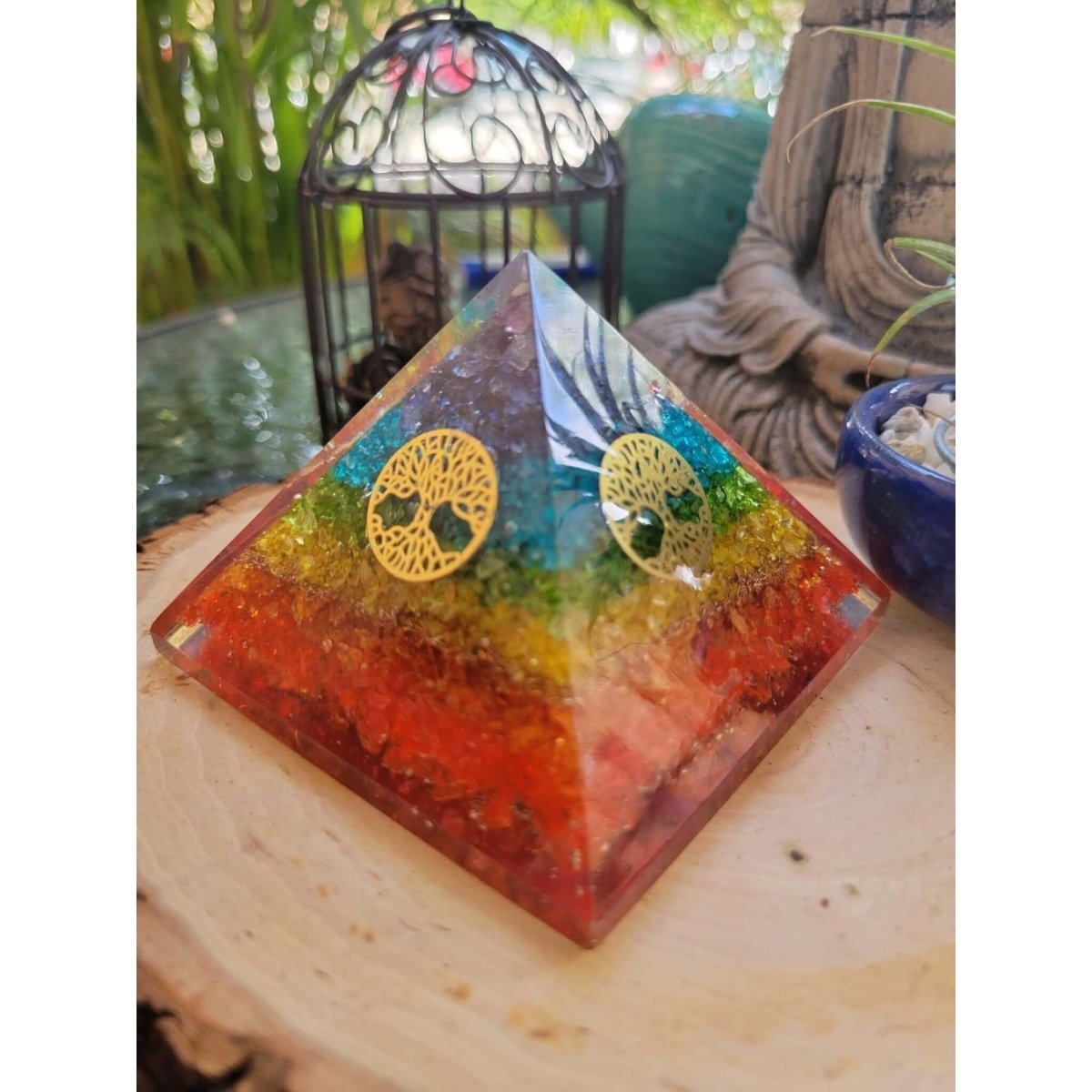 Orgone energy pyramid 7 chakra with tree of life -Crystals