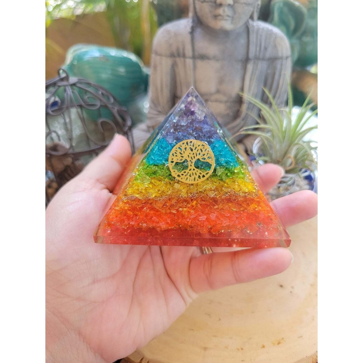 Orgone energy pyramid 7 chakra with tree of life -Crystals