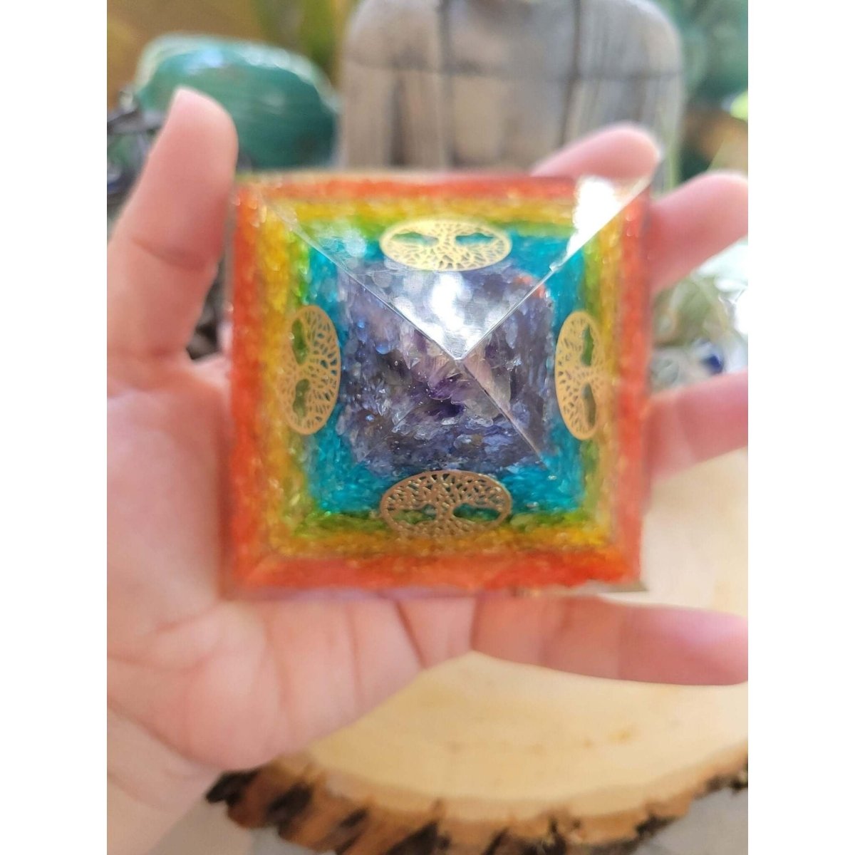 Orgone energy pyramid 7 chakra with tree of life -Crystals