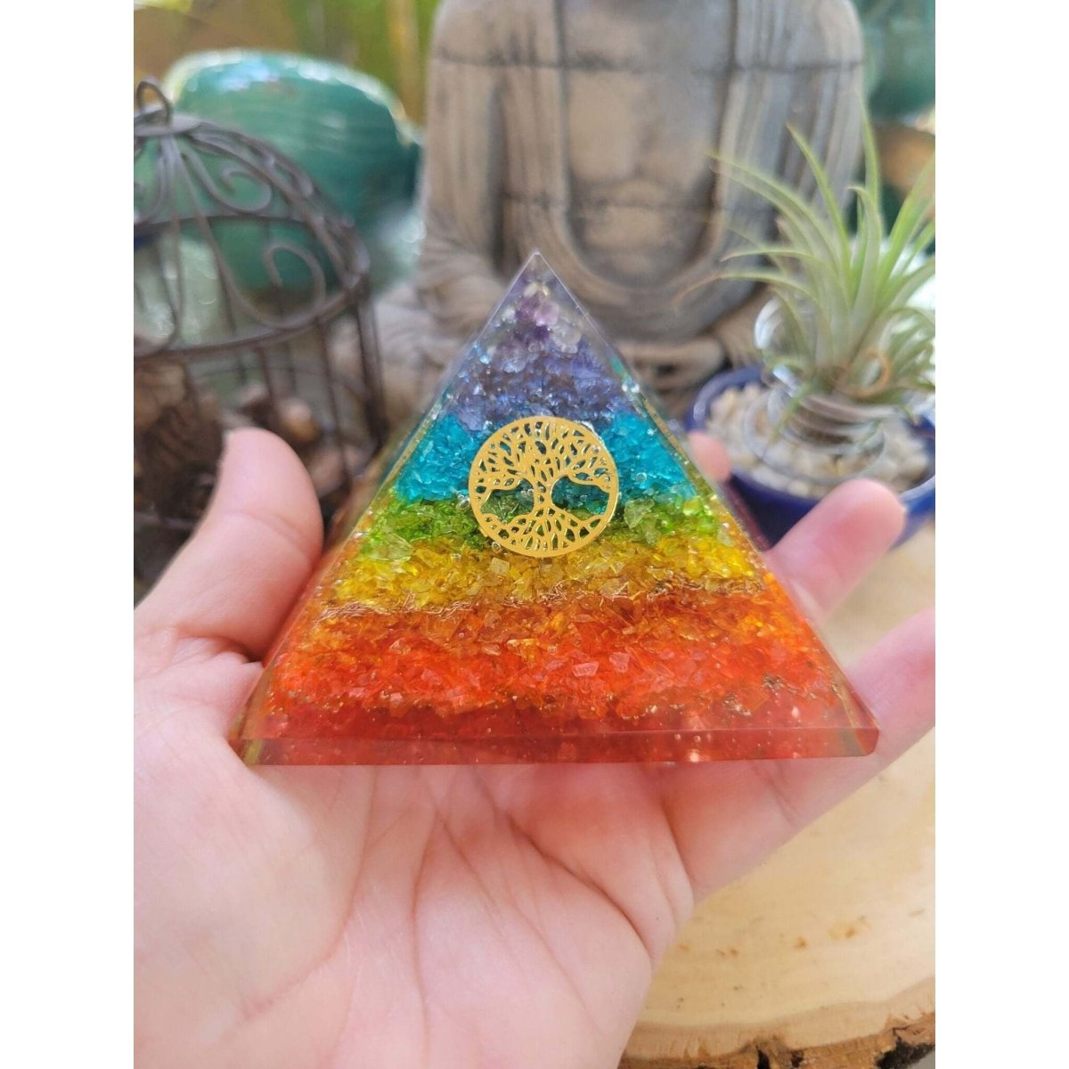 Orgone energy pyramid 7 chakra with tree of life -Crystals