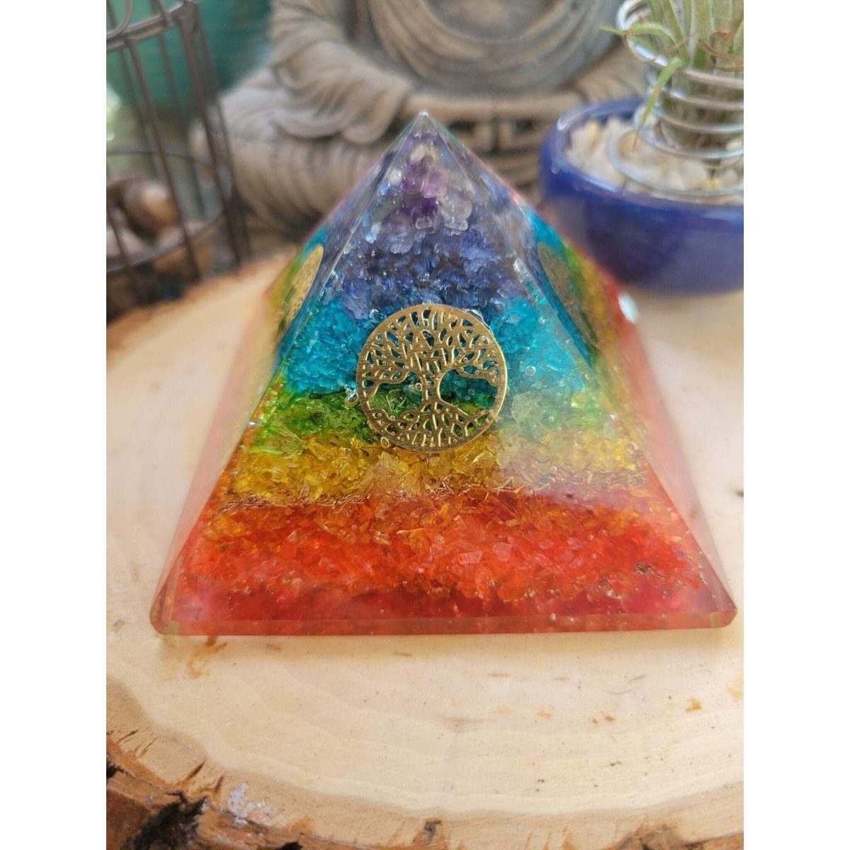 Orgone energy pyramid 7 chakra with tree of life -Crystals