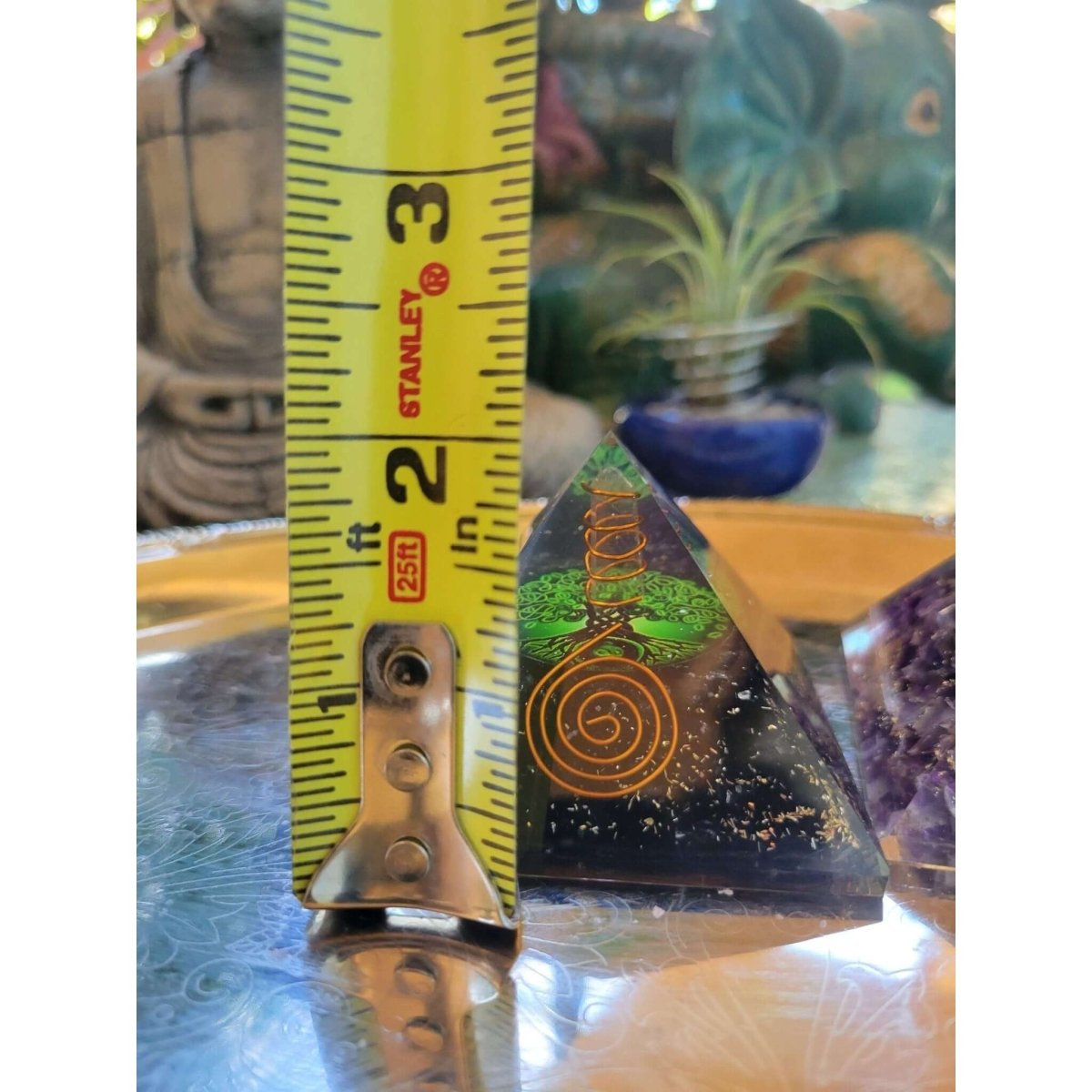 Orgone Energy Pyramid Black Tourmaline Tree of Life/Orgone Energy Pyramid Amethyst W/ Metatron -