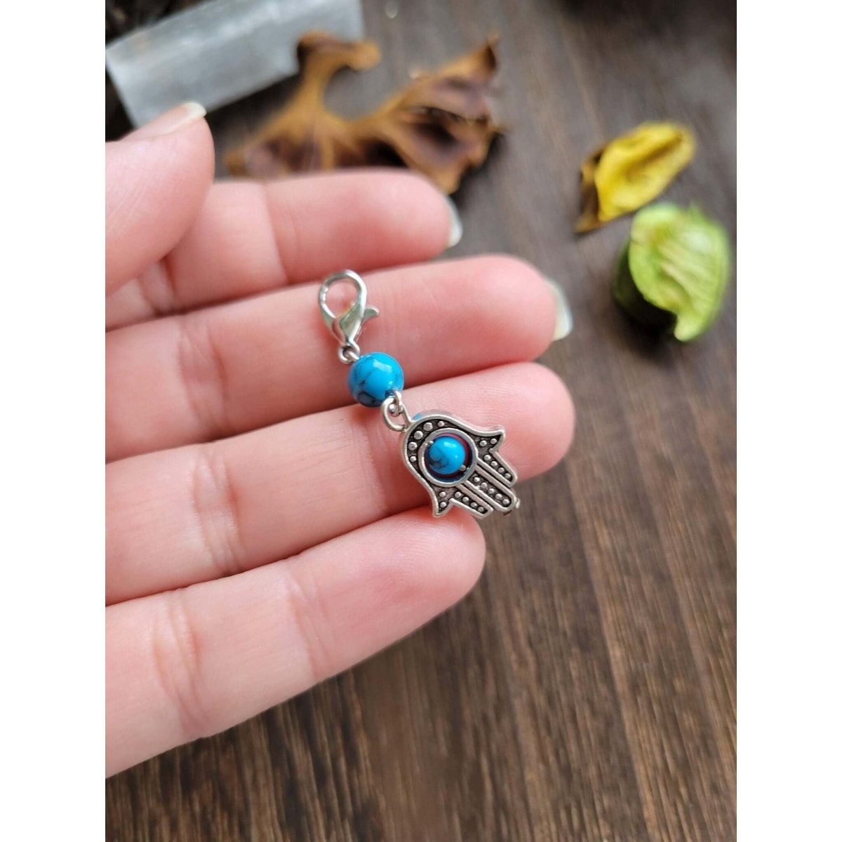 Pendants, with Natural & Synthetic Mixed Stone Beads and Lobster Claw Clasps, Hamsa Hand/Hand of Fatima/Hand of Miriam -Charms & Pendants