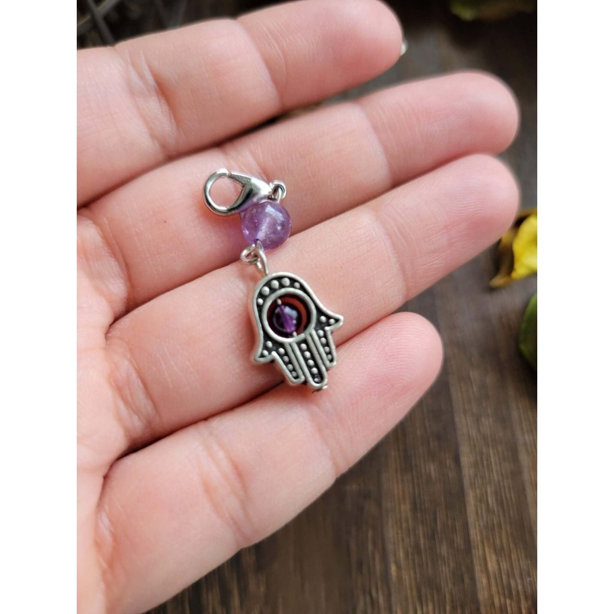 Pendants, with Natural & Synthetic Mixed Stone Beads and Lobster Claw Clasps, Hamsa Hand/Hand of Fatima/Hand of Miriam -Charms & Pendants