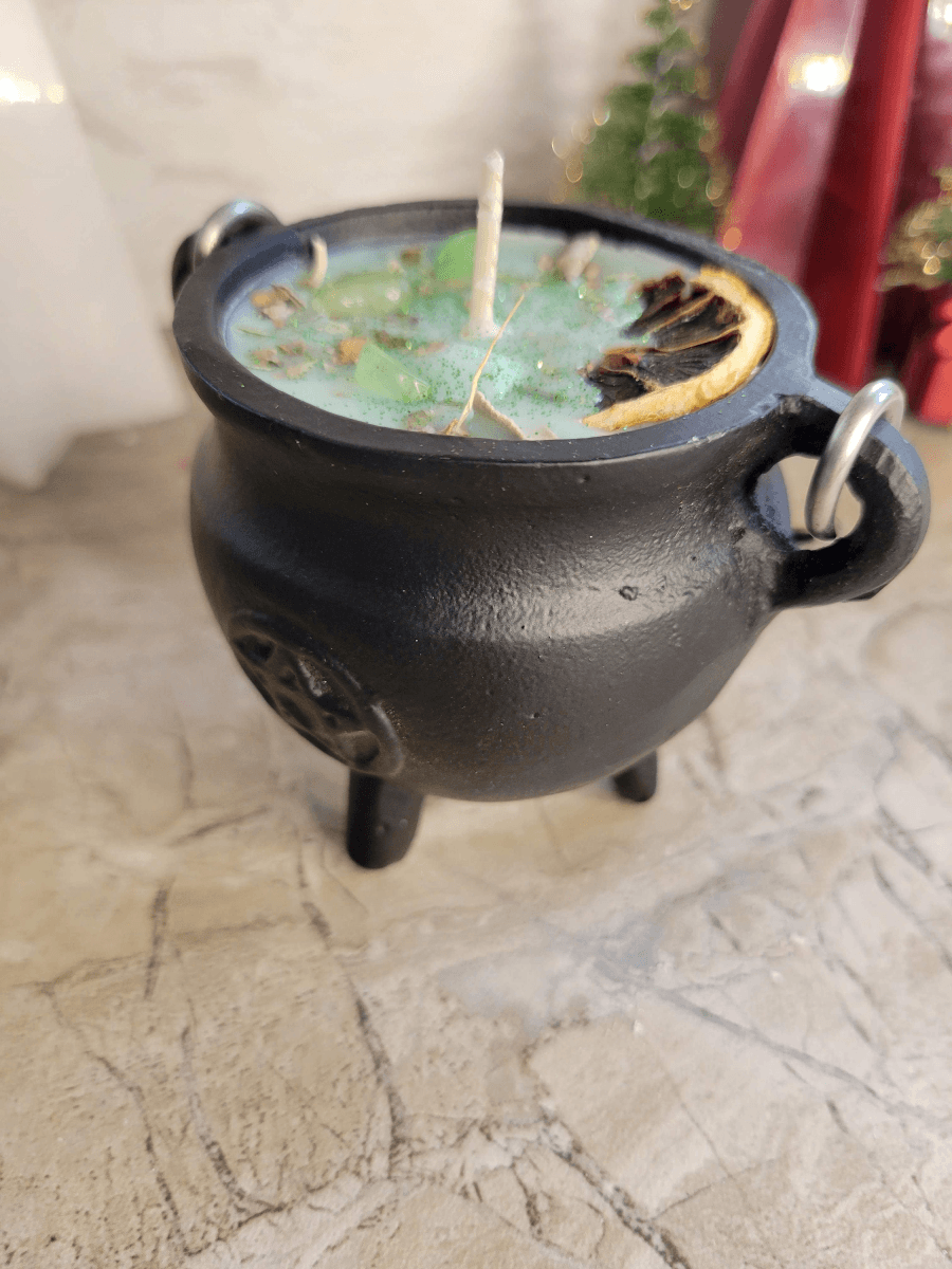 Pentacle cauldron soy candle intention candle Sage and Citrus candle -Candles