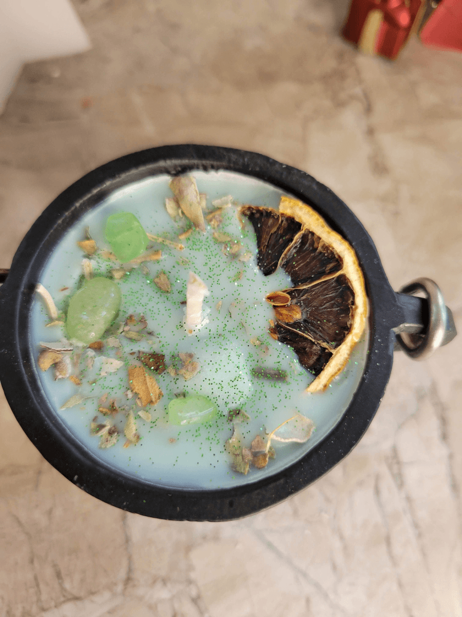 Pentacle cauldron soy candle intention candle Sage and Citrus candle -Candles