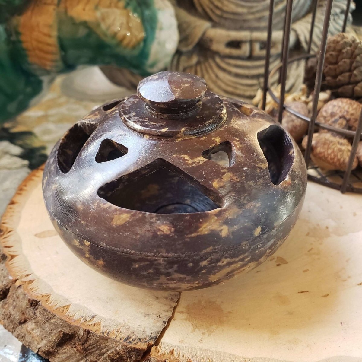 Pentacle Soapstone Multi Burner, Charcoal Burner, Incense holder -