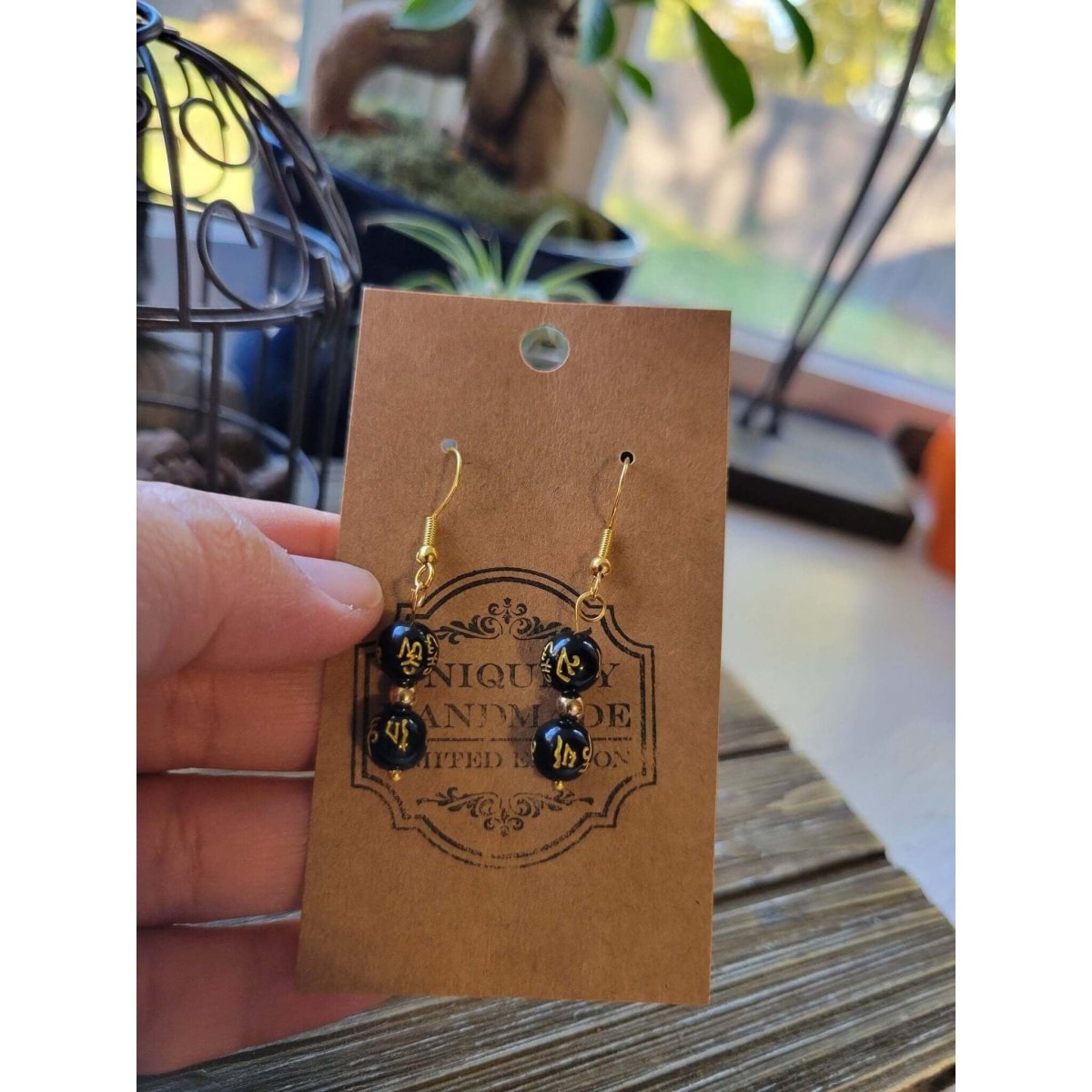 Pixiu Beads Earrings /Tibetan Buddhist Jewelry /Mantra Om -