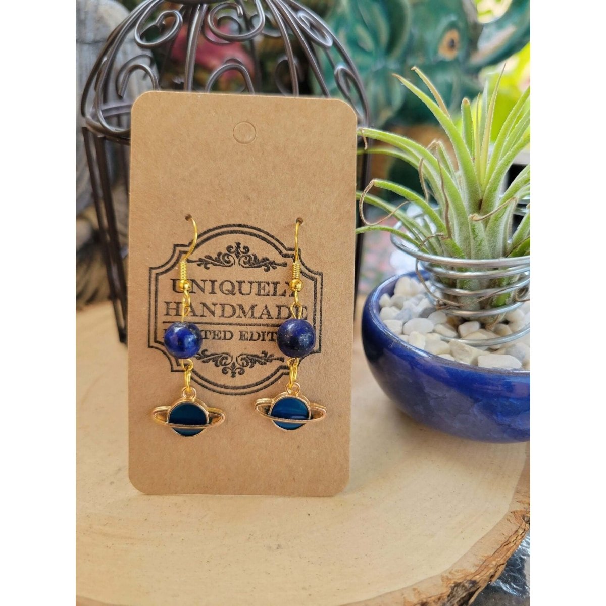 Planet Crystal Earrings ,Stacked Stone Drop Earrings |Charm and Crystal Earrings ,Witch Jewelry, Healing Crystal Energy -