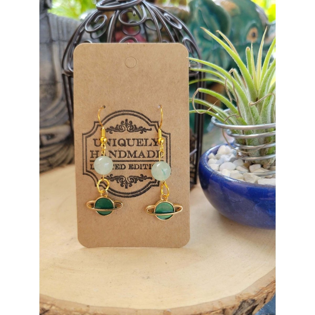 Planet Crystal Earrings ,Stacked Stone Drop Earrings |Charm and Crystal Earrings ,Witch Jewelry, Healing Crystal Energy -