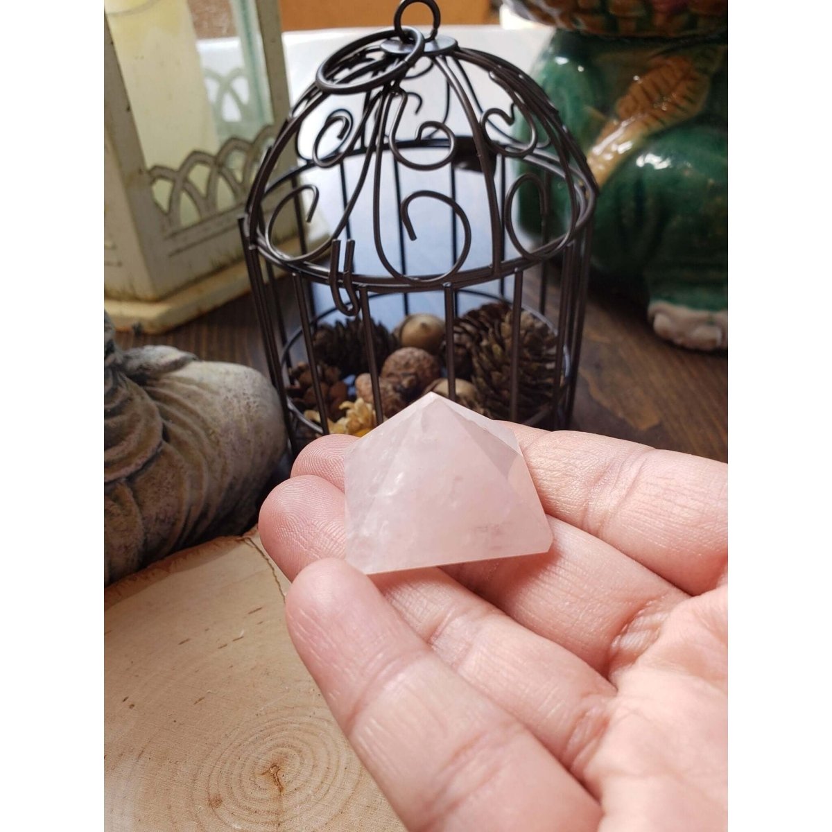 Pyramid Small(25mm-30mm) / Pyrite Pyramid, Rose Quartz, Clear Quartz , Hematite. Energy Amplification -