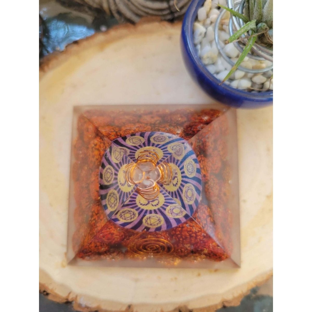 Rudraksha with OM Orgone Energy Pyramid 60-65 MM -