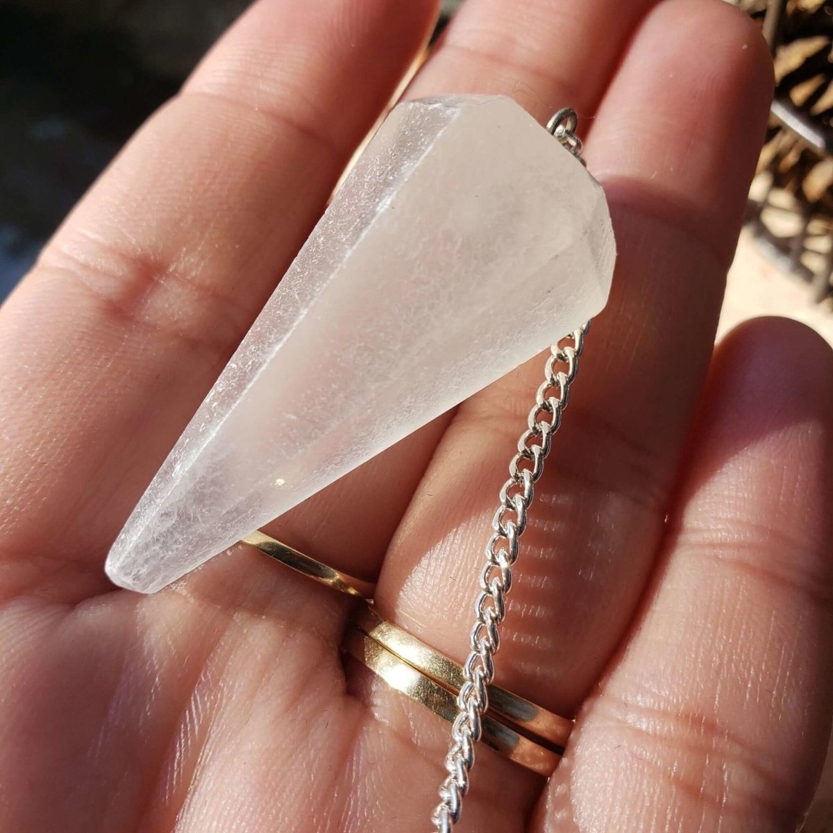 Selenite 7 chakra chain Pendulum, Divination Tool, Crystal Pendulum, Reiki Charged, Energy Balancing -Crystals