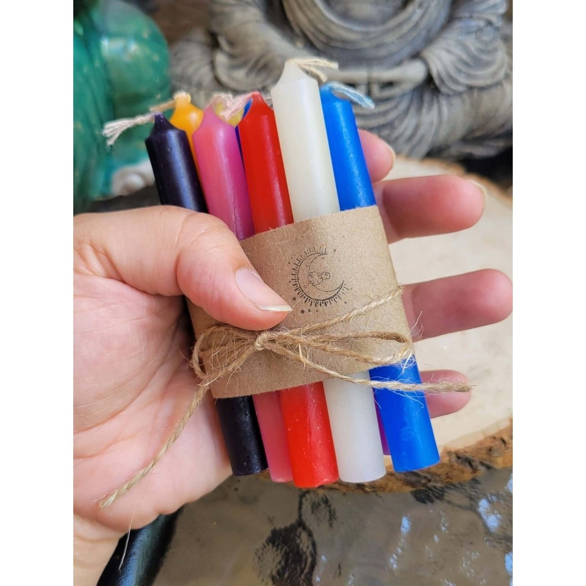 Set of 10 assorted color mini 4" chime unscented ,Spell candles -