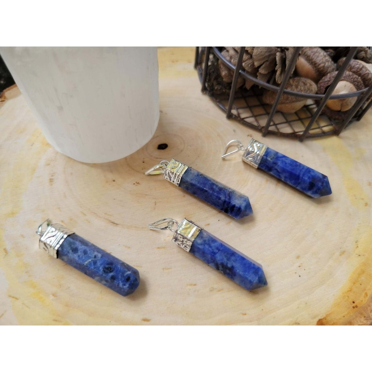 Single point Pencil Pendant Green Aventurine/Fluorite/Pyrite/Black Tourmaline -