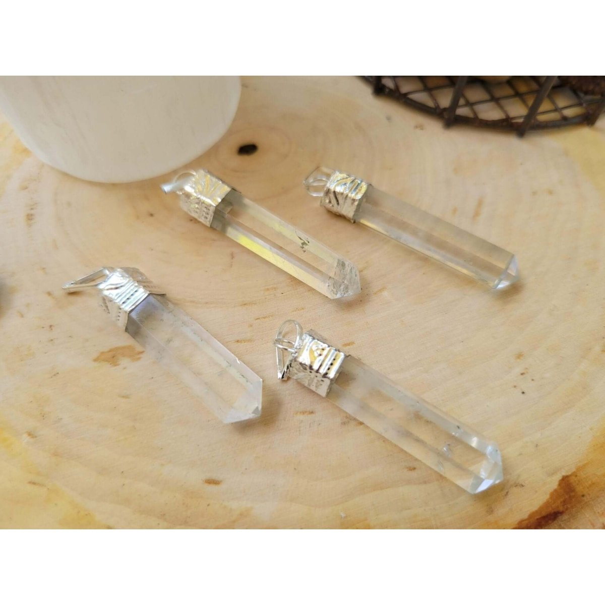 Single point Pencil Pendant Green Aventurine/Fluorite/Pyrite/Black Tourmaline -