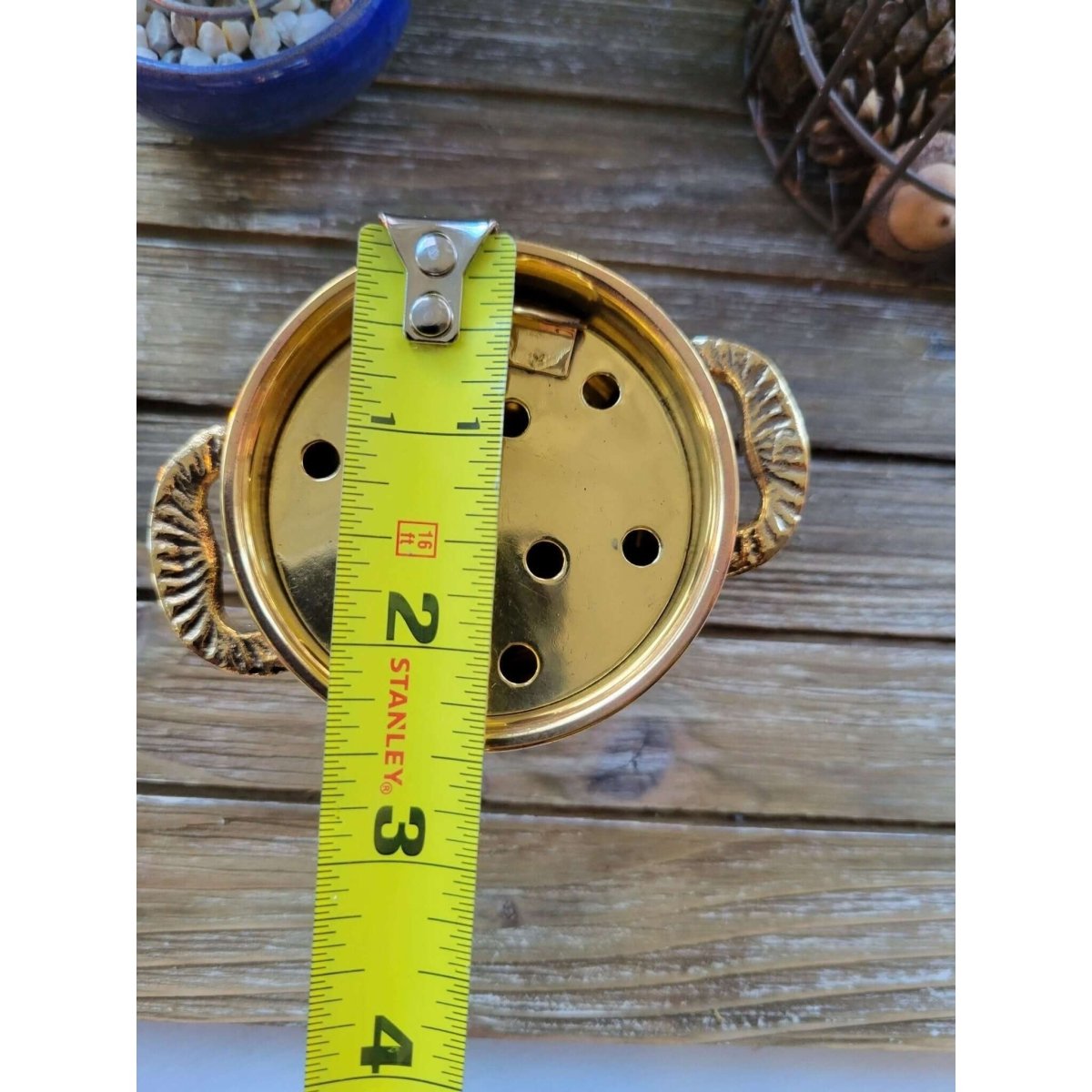 Small Brass Burner/ Cauldron with Screen/ Green Witch Apothecary -